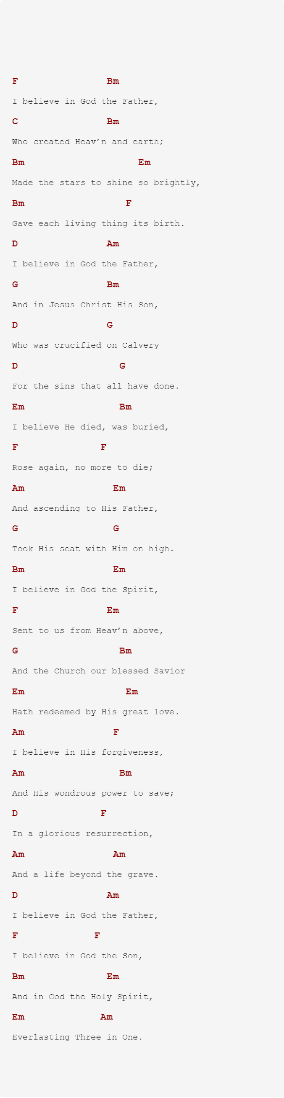 I Believe God The Father Lyrics I Believe God The Father Lyrics